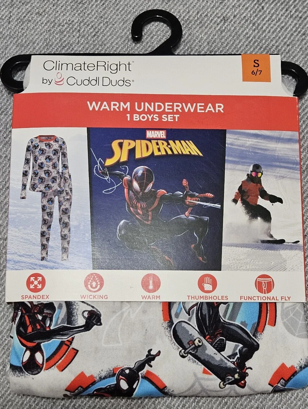 Cuddl Duds Marvel Spider-Man Boys Pajama Set - White, Red, Blue, Black